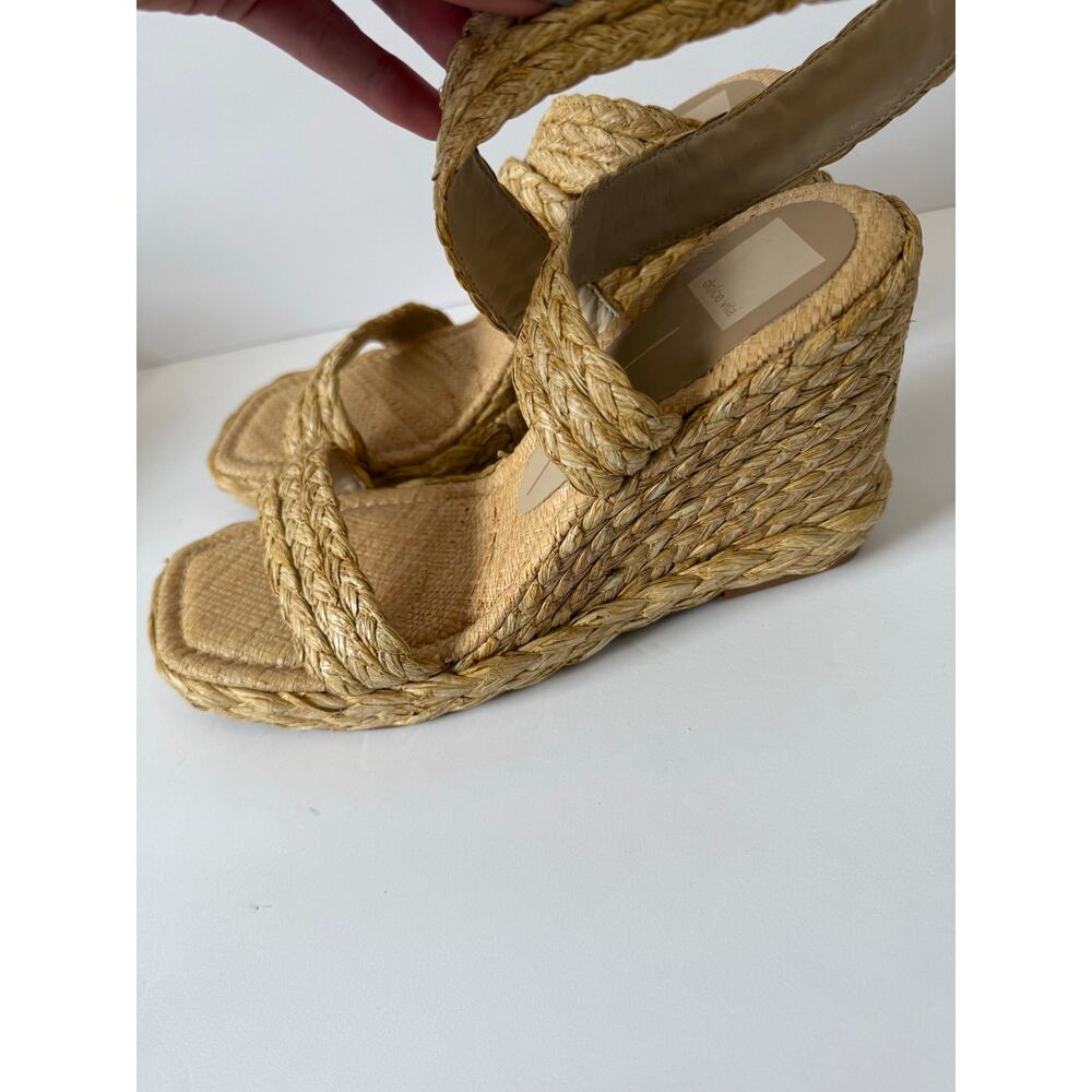 Dolce Vita Women Aldona Crisscross Ankle Strap Espadrille Wedge Sandal Raffia 11 - Picture 2 of 7